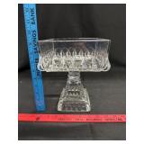 Large Glass Square Pedestal Compote