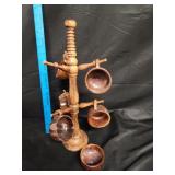 (6) Wood Coffee Mugs w/ Stand