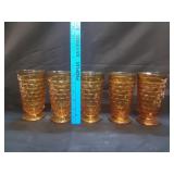 (5) Indiana Glass Amber Tumblers 6'