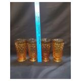(4) Indiana Glass Amber Tumblers 6'