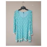 Light Blue Floral Lace Tunic Top