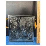 Silver Colored Tin Box with Sewing Materials