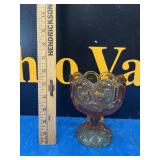 L.E. Smith Moon & Stars Amber Pedestal Compote