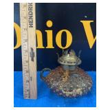 VTG Fenton Amber Hobnail Courting Oil Lamp