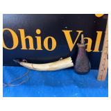 Powder Horn & Brass Black Powder Flask