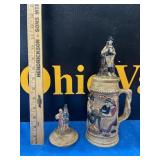 German Ceramic Beer Stein & Extra Lid