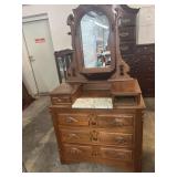 Victorian Style Marble Top Vanity Dresser with