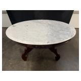 VTG Victorian Mahogany Marble Top Oval Coffee