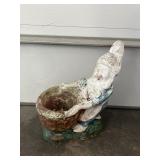 VTG Concrete Garden Gnome Statue Flower Pot