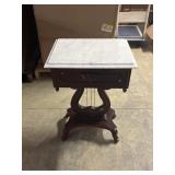 VTG Victorian Mahogany Marble Top Square Side