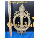 Decorative Cast Iron Torch & Wreath Wall Art