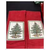 Spode 2 Red Christmas Hand Towels