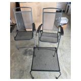 (3) Black Metal Patio Chairs & Mini Table