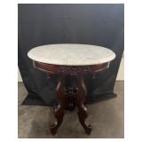 VTG Victorian Mahogany Marble Top Oval Table