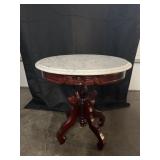 VTG Victorian Mahogany Marble Top Circle Table