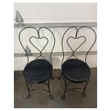 (2) VTG Black Wrought Iron Chairs with Heart