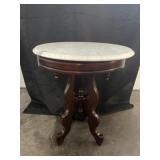 VTG Victorian Mahogany Marble Top Oval Table