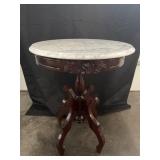 VTG Victorian Mahogany Marble Top Circle Table