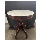 VTG Victorian Mahogany Marble Top Circle Table