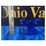 VTG L.E. Smith Cobalt Glass Double Candlestick