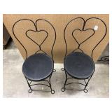 (2) VTG Black Wrought Iron Chairs with Heart