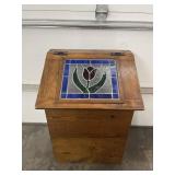 Wooden Trash Box with Stained Glass Tulip