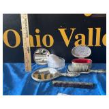 VTG Silver-Plated Vanity Set, Mirror, Combs