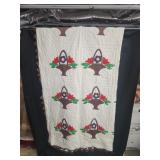 VTG Hand-Stitched Quilt 'Basket Of