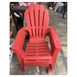 (3) Red Outdoor Patio Plastic Chairs