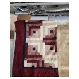 VTG-style Burgundy & Beige Patchwork Quilt