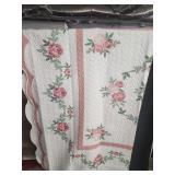 Pink Rose Pattern Quilted Blanket