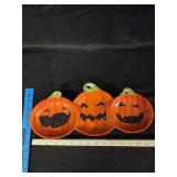 Ceramic Halloween Jack-O'-Lantern Tri-Dish Plate