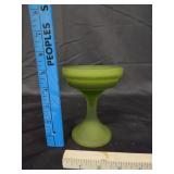 MCM Green Westmoreland Satin Glass Compote