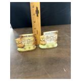 (2) VTG Enesco Ceramic Owl Figurine 'Weather Map'