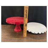 Red & White Scalloped Cake Stands