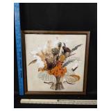 Vintage Framed Crewel Embroidery Wall Art