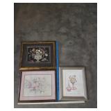 (3) Framed Floral Prints 17'x21'
