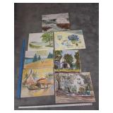 Painted Wall Art- Houses, Beach Scene