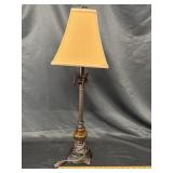 Decorate Lamp w/ Metal Base & Amber Glass 29'