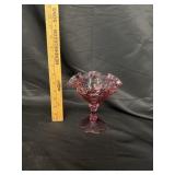 VTG Fenton Art Glass Rose Pink Pedestal Compote