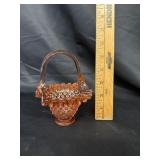 VTG Fenton Hobnail Peach Glass Basket