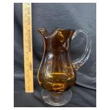 VTG Amber Glass Pitcher