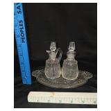 VTG Pressed Glass Oil & Vinegar Cruet Set