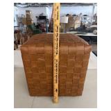 Weilford Faux Leather Woven Cube Brown Ottoman