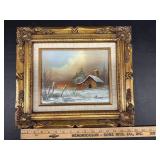 Winter Landscape Oil on Canvas Painting 13x16