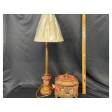 Matching Wood Ornate Box & Table Lamp