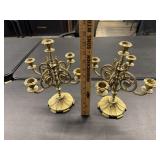 Pair of Brass Ornate Candle Stick Holders