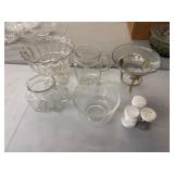 Clear Glass Pedestal, Pitchers, Bowls