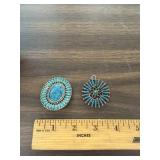 VTG Petit Point Turquoise Brooch & Pendant