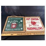 (2) Wooden Hanging Christmas Decor Signs